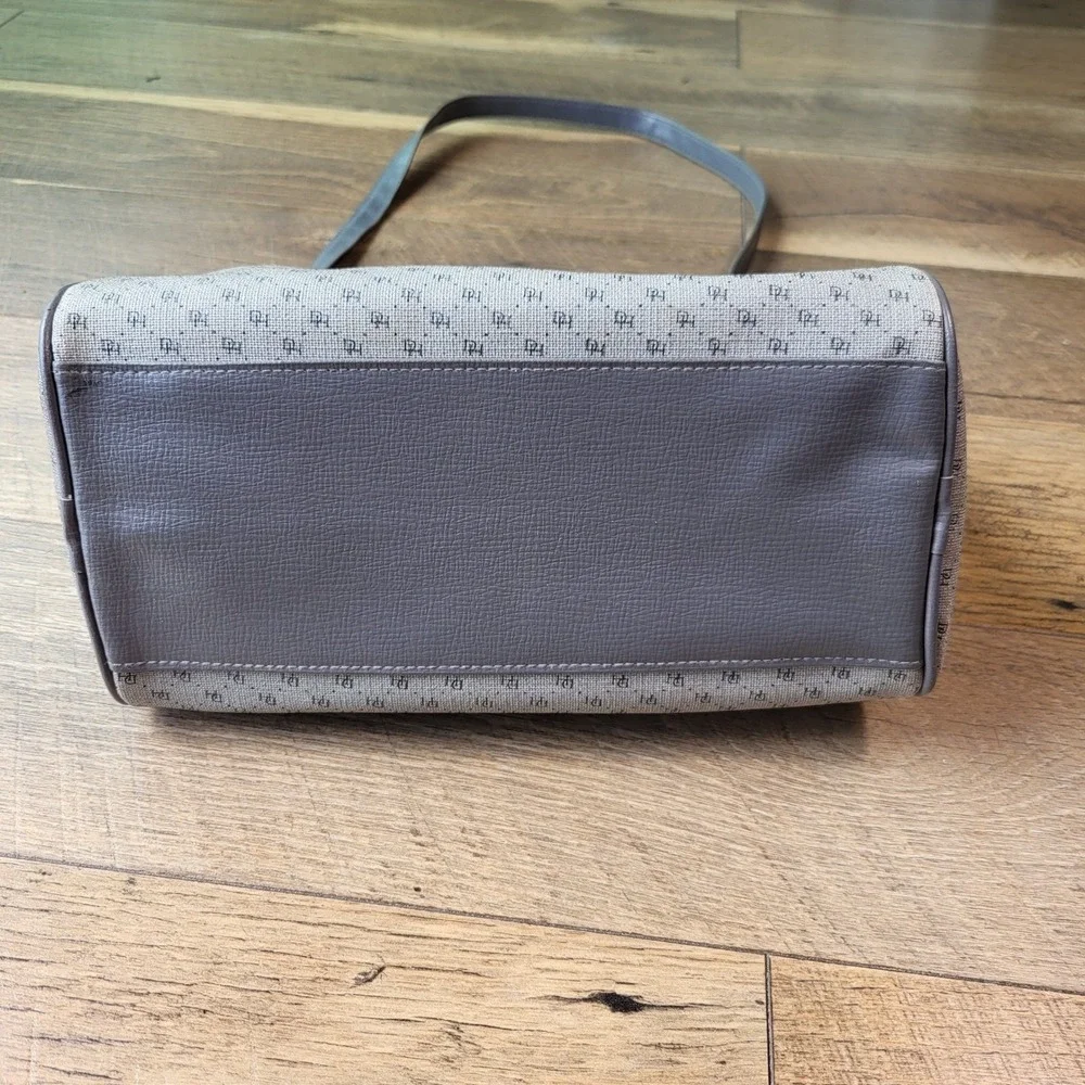 Vintage Grey Monogram Satchel Bag Art No 3913 Crossbody Barrel Purse